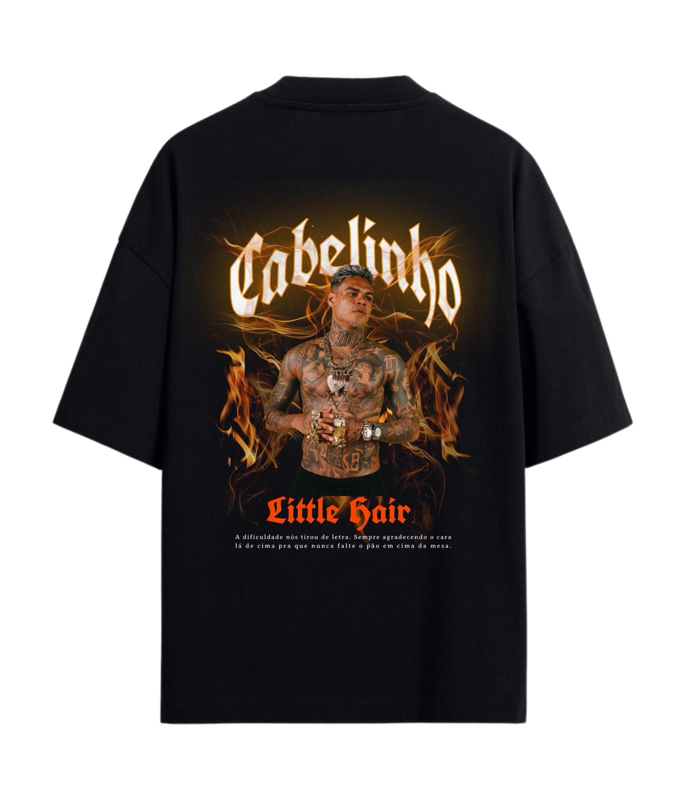 Camiseta Oversized Preta Cabelinho Costas