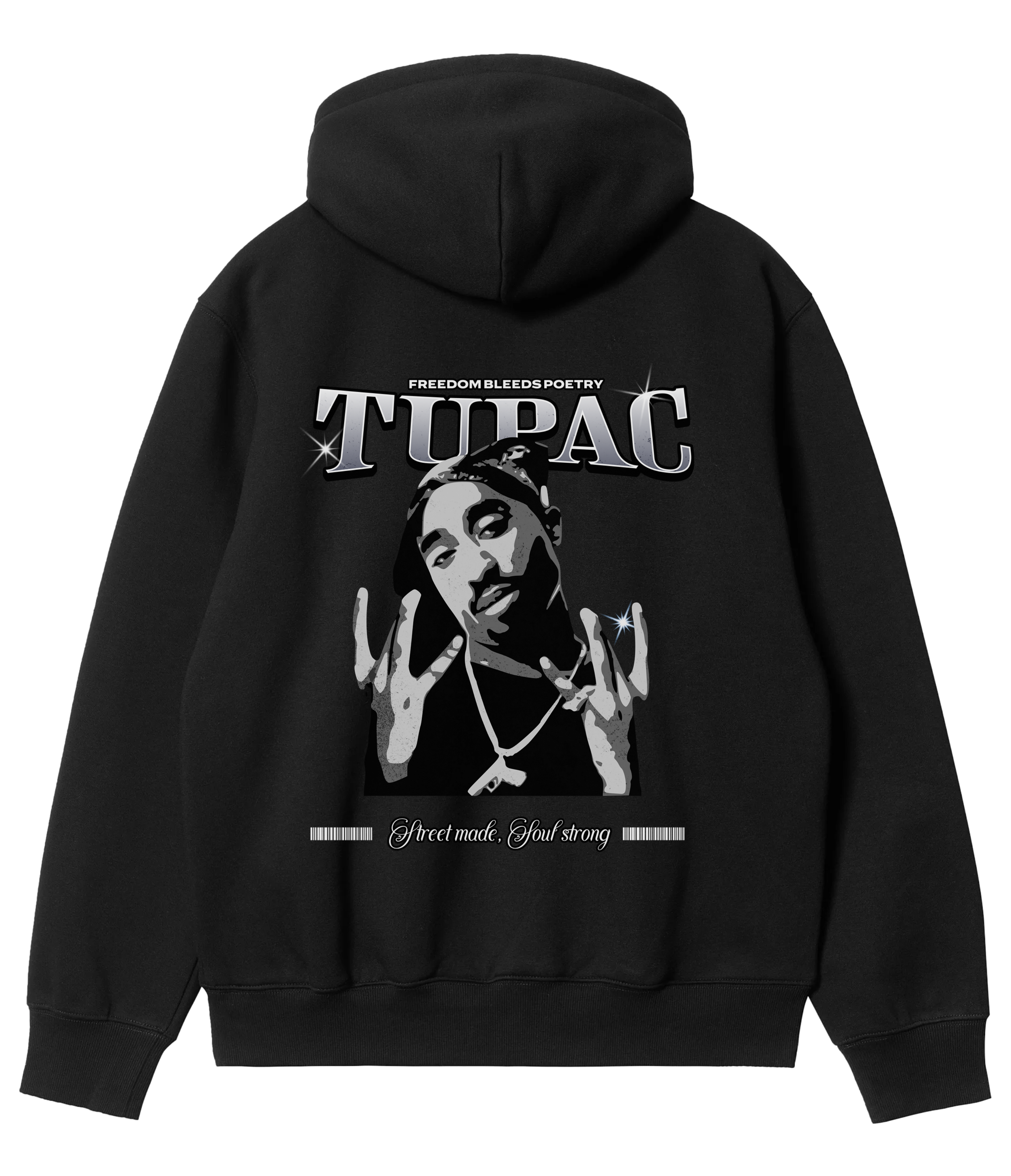 Moletom Oversized Tupac Preto Design Costas